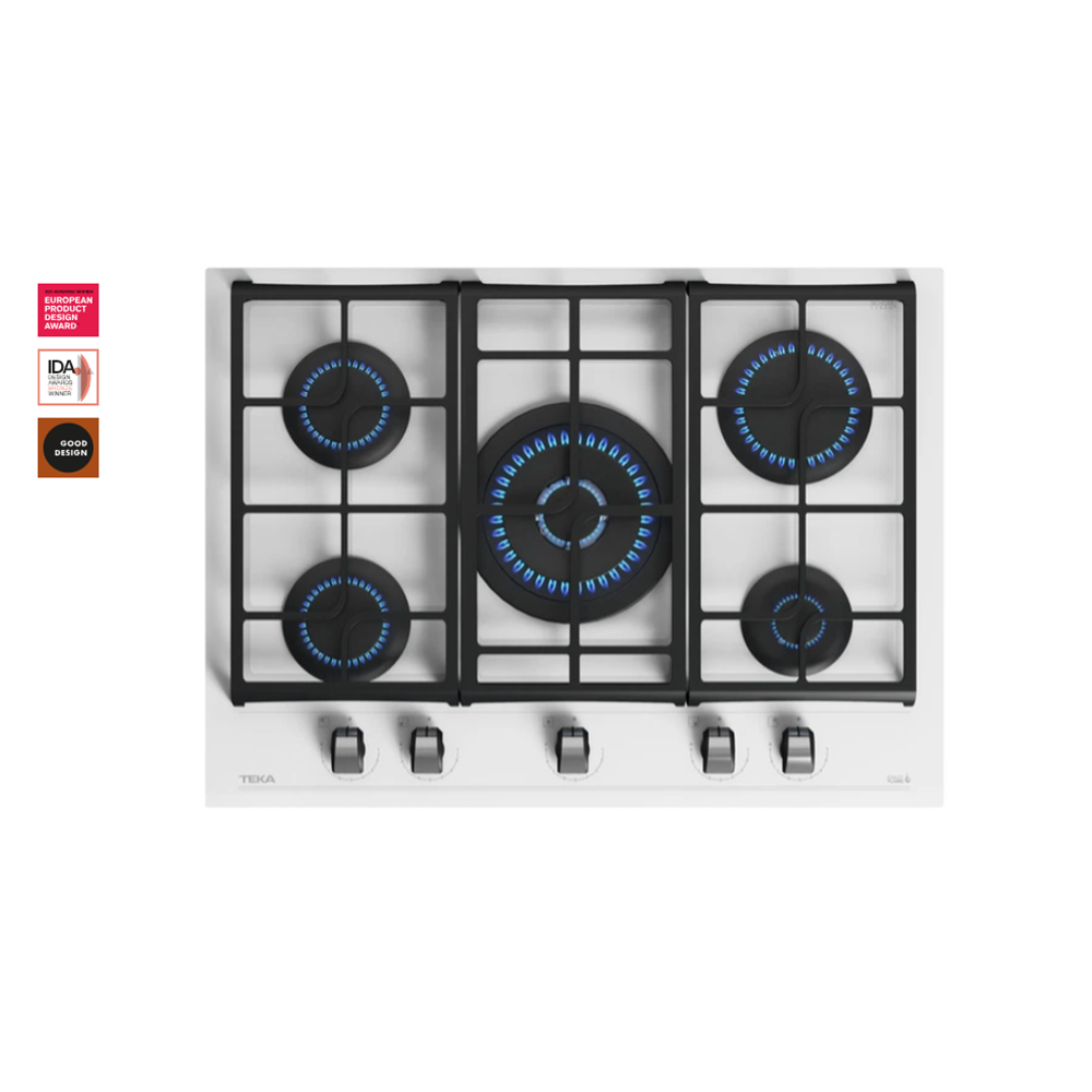 TEKA GZC 75330 WH 70cm 5 GÖZ GAZLI BEYAZ CAM OCAK MARBLE WHITE GLASS