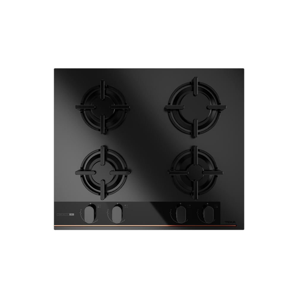 TEKA GBC 64 INFINITY G1 60cm 4 GÖZ GAZLI ITALDESIGN TASARIM OCAK MATT BLACK GLASS