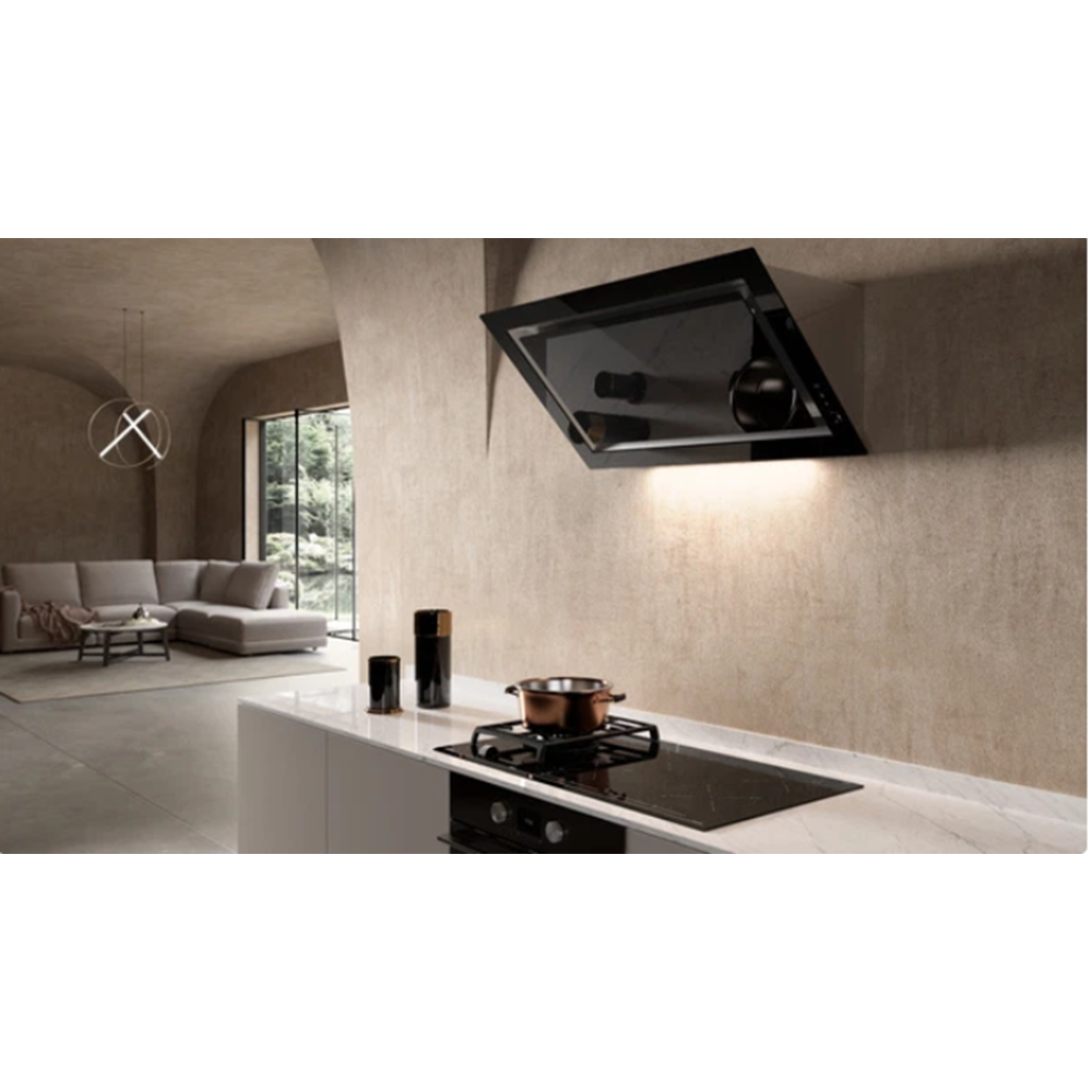 TEKA DLV 98660 BK 90CM 696 m3/h ÇEKİŞLİ SİYAH CAM DAVLUMBAZ