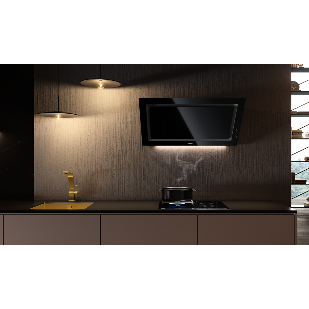 TEKA DLV 98660 BK 90CM 696 m3/h ÇEKİŞLİ SİYAH CAM DAVLUMBAZ