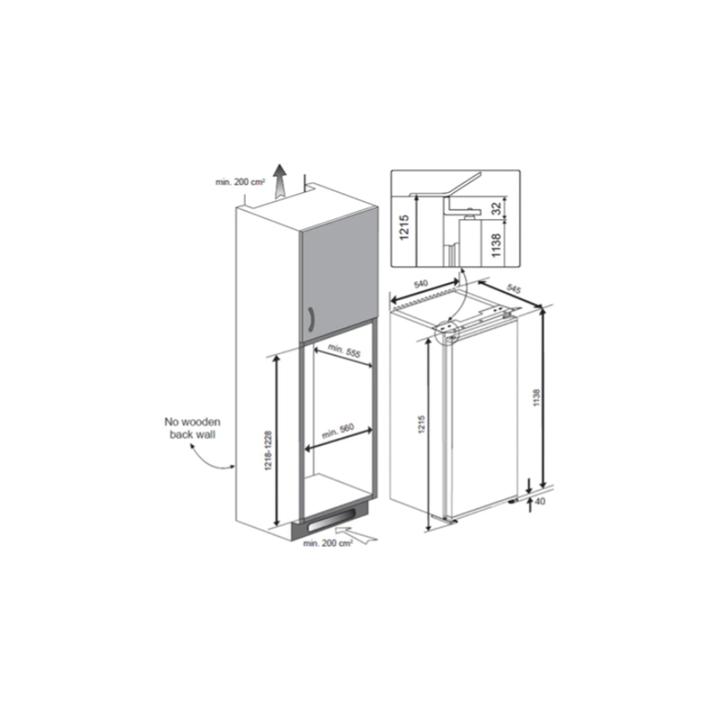 TEKA TKI4 235 EU 122cm 215LT. STATİK SOĞUTMALI ANKASTRE BUZDOLABI