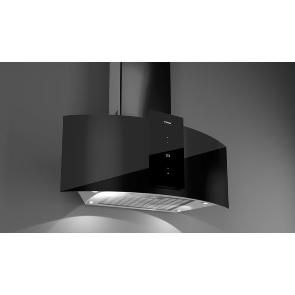 TEKA DU 985 CRISTAL 90CM 920 m3/h ÇEKİŞLİ OVAL SİYAH CAM DAVLUMBAZ