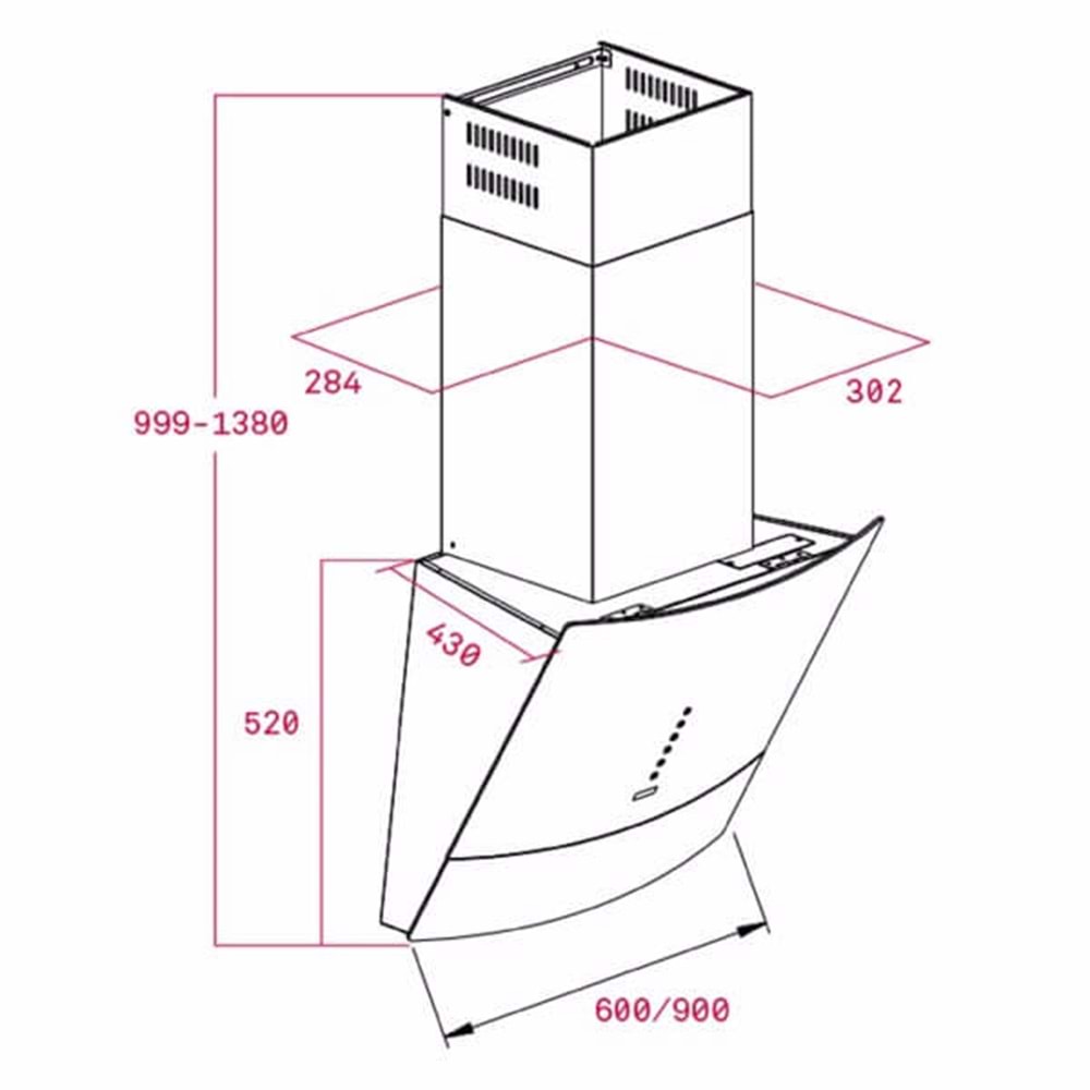 TEKA DVU 590 BK 90CM 600m3/h ÇEKİŞLİ UZAKTAN KUMANDALI DAVLUMBAZ