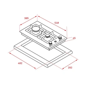 TEKA EFX 30.1 2G AI AL 30CM 2 GÖZ GAZLI ÇELİK OCAK STAINLESS STEEL