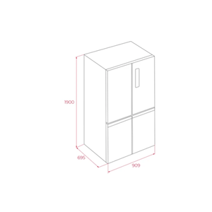 TEKA RMF 77960 SS 90CM 550LT. NOFROST 4 KAPILI GARDROP BUZDOLABI