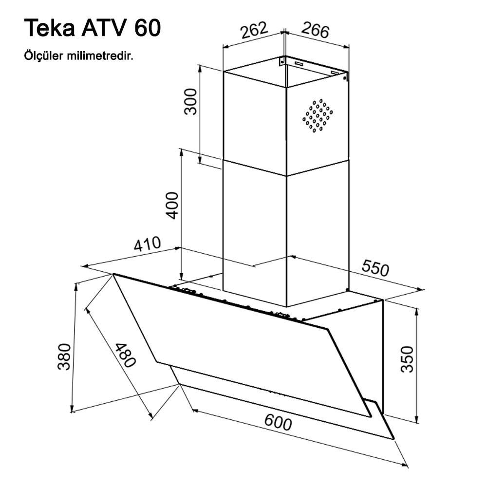 TEKA ATV 60.3 BK 60CM 450 m3/h ÇEKİŞLİ SİYAH CAM DAVLUMBAZ